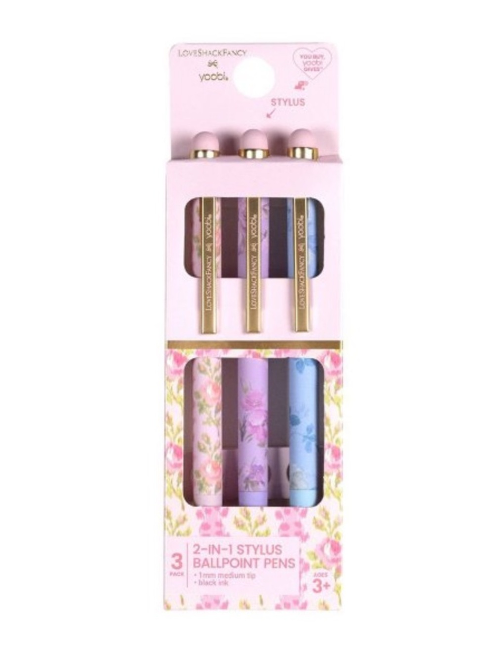 NWT LoveShackFancy x Target Pastel Floral 3-Pack 2-in-1 Stylus Ballpoint Pens